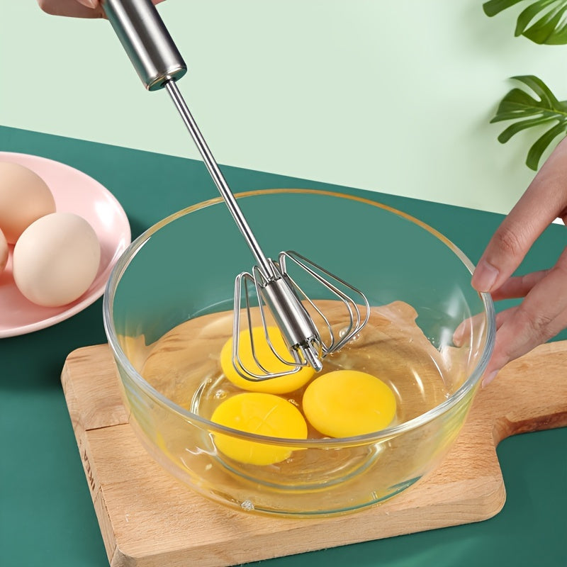 1 piece of a stainless steel hand mixer with 4-speed settings for manual, battery-free operation, making blending in baking and cooking effortless. Includes a durable whisk attachment for mixing eggs and more.