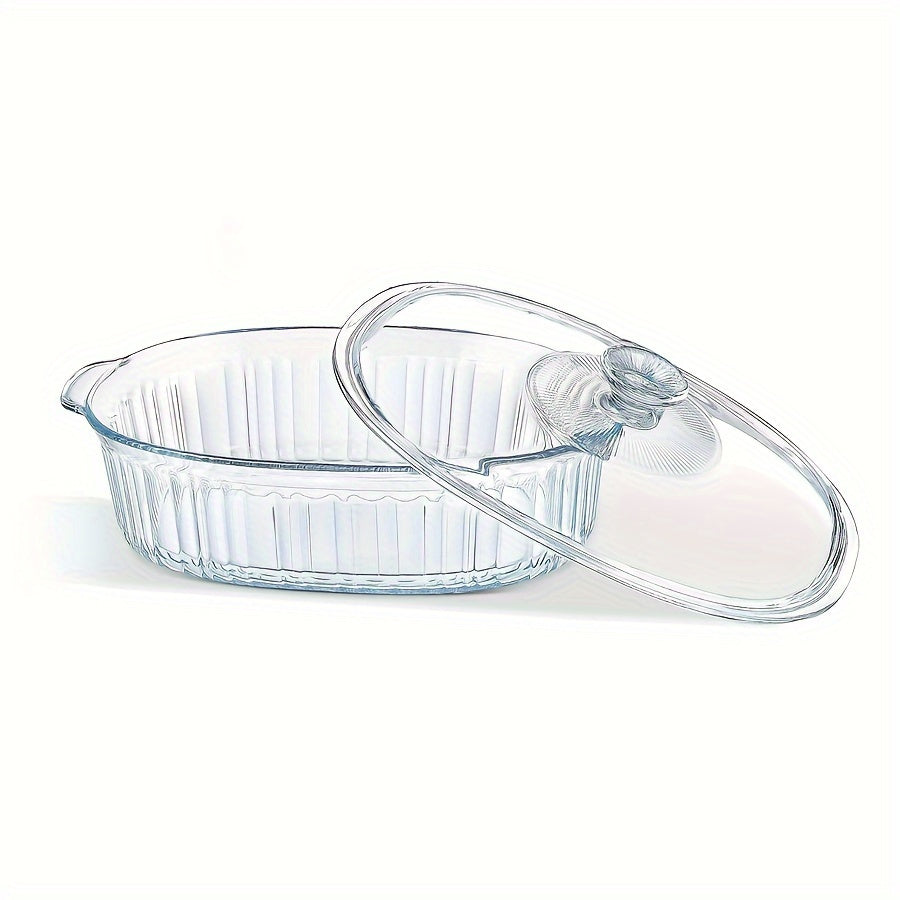 Yumiplus Oval Glass Pot with Lid - Spillproof Design, Dual Handles, High Borosilicate Crystal Material for Cooking Fish, Salads & Pasta - Dishwasher Safe, Available in 60.8oz and 94.6oz Sizes