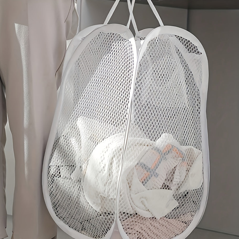 - Round, High-Capacity Mesh Laundry Hamper with Handles - Collapsible Design, Ideal for Storing Dirty Clothes & More - Made of Durable Polyester Fiber