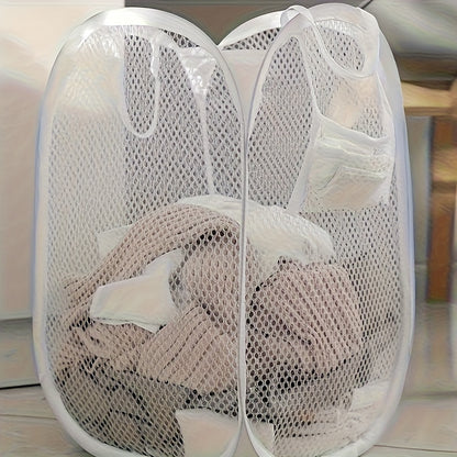 - Round, High-Capacity Mesh Laundry Hamper with Handles - Collapsible Design, Ideal for Storing Dirty Clothes & More - Made of Durable Polyester Fiber