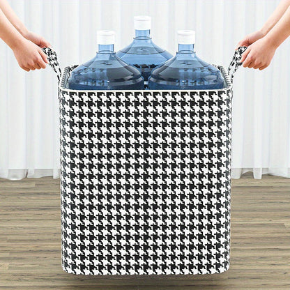 [Top Pick] Spacious Quilt Storage Bag with Zipper, Stylish Houndstooth Fabric, Ideal for Moving and Easy Hand-Carry, Includes Dustproof Clothes Organizer Box, Perfect for Quilts and Under-Bed Storage