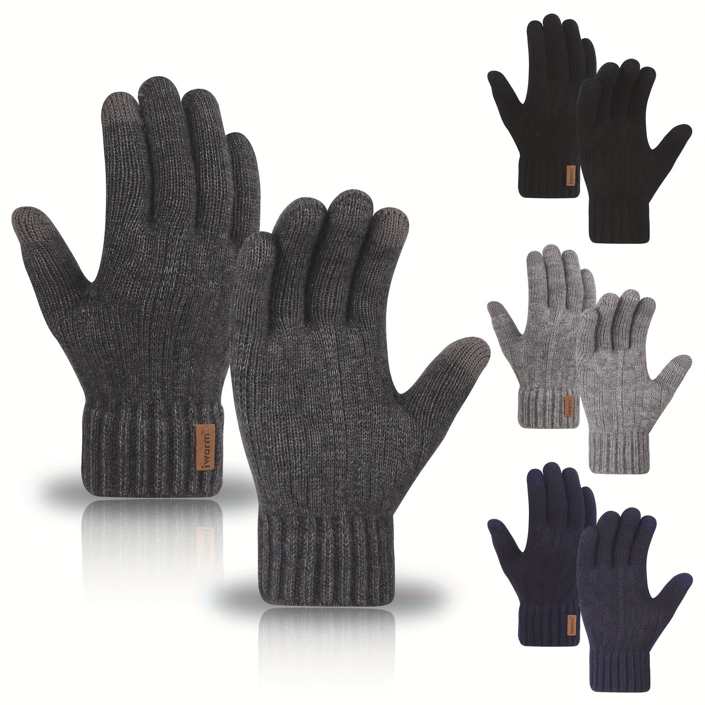 [Highly Rated] Touchscreen Gloves made from Alpaca Fleece - Keeps you warm and stylish with its ribbed knit design and faux leather patch. Perfect for winter as they are cold-resistant. Great for use in the office, while traveling, cycling, and attending