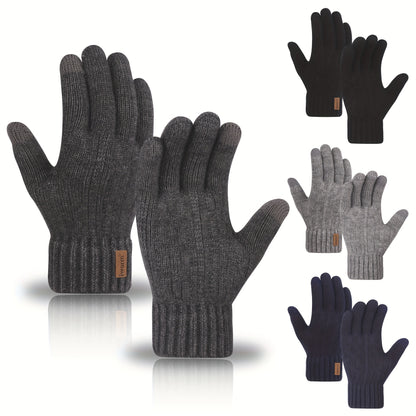 [Highly Rated] Touchscreen Gloves made from Alpaca Fleece - Keeps you warm and stylish with its ribbed knit design and faux leather patch. Perfect for winter as they are cold-resistant. Great for use in the office, while traveling, cycling, and attending