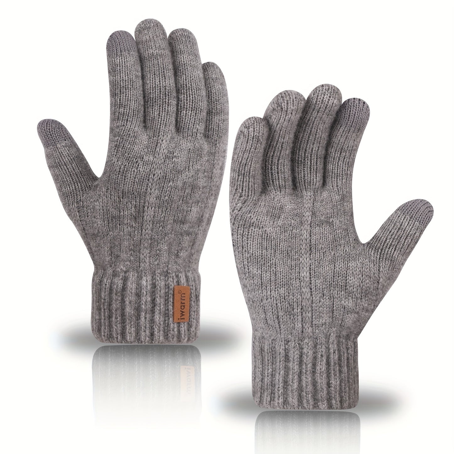 [Highly Rated] Touchscreen Gloves made from Alpaca Fleece - Keeps you warm and stylish with its ribbed knit design and faux leather patch. Perfect for winter as they are cold-resistant. Great for use in the office, while traveling, cycling, and attending