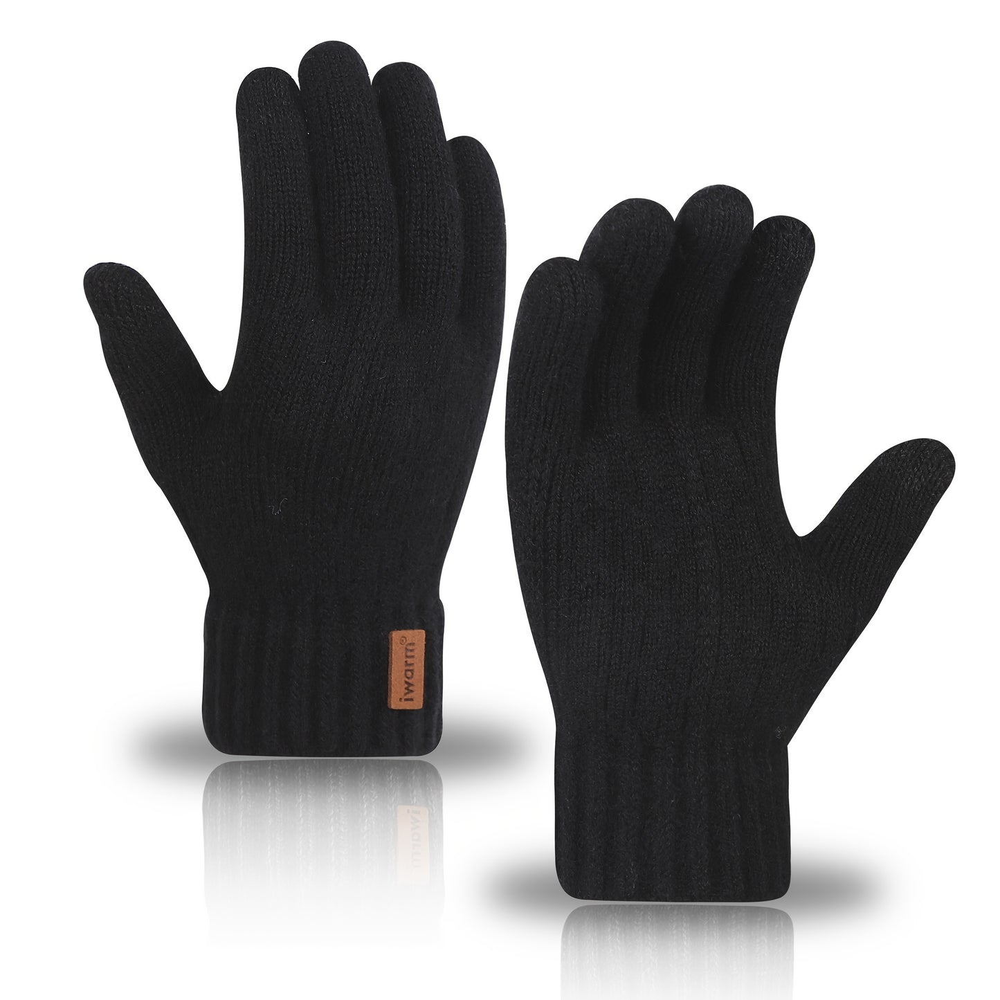 [Highly Rated] Touchscreen Gloves made from Alpaca Fleece - Keeps you warm and stylish with its ribbed knit design and faux leather patch. Perfect for winter as they are cold-resistant. Great for use in the office, while traveling, cycling, and attending