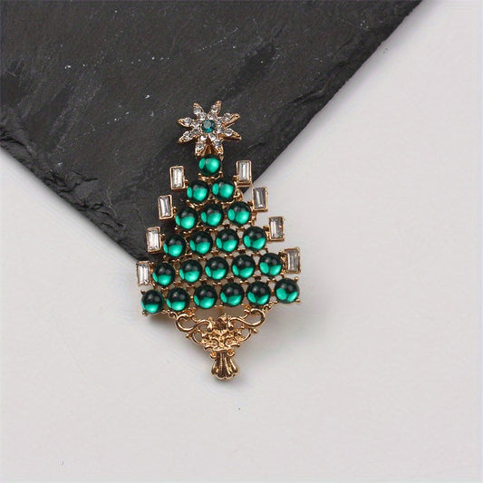 One-of-a-kind Christmas tree brooch with a trendy design, crafted from adorable enamel alloy in a quirky irregular shape.