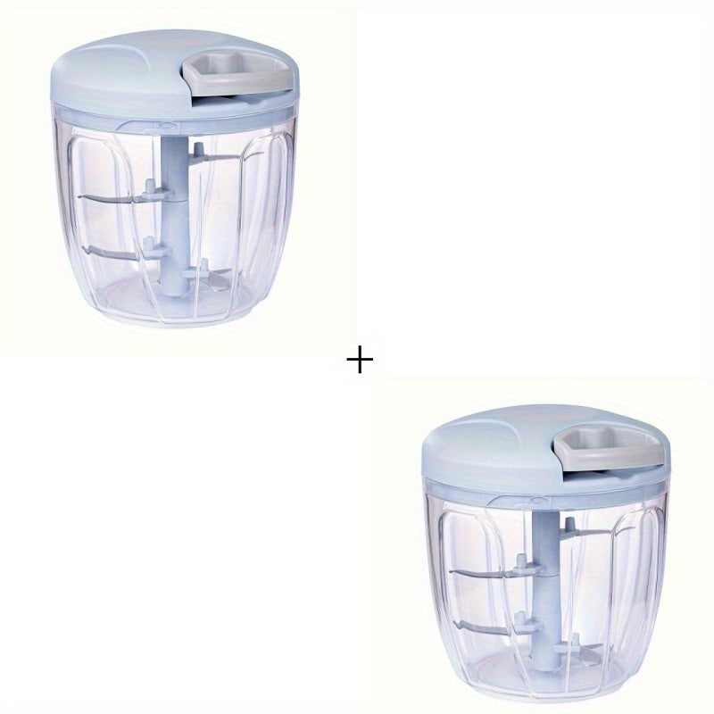 1 or 2 pieces of a versatile kitchen food processor - small and easy to use for quick meal preparation, cutting garlic and dicing vegetables - equipped with stainless steel blades, no electricity required.