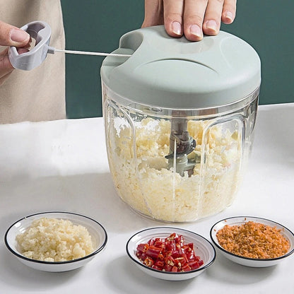 1 or 2 pieces of a versatile kitchen food processor - small and easy to use for quick meal preparation, cutting garlic and dicing vegetables - equipped with stainless steel blades, no electricity required.