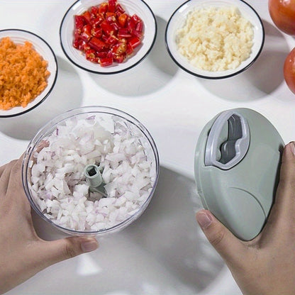 1 or 2 pieces of a versatile kitchen food processor - small and easy to use for quick meal preparation, cutting garlic and dicing vegetables - equipped with stainless steel blades, no electricity required.