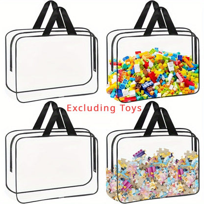 1 piece of a large transparent PVC waterproof storage bag with a black zipper. This versatile organizer is perfect for keeping toys, books, puzzles, and travel essentials neat and tidy. Made of durable plastic, this storage bag requires no electricity