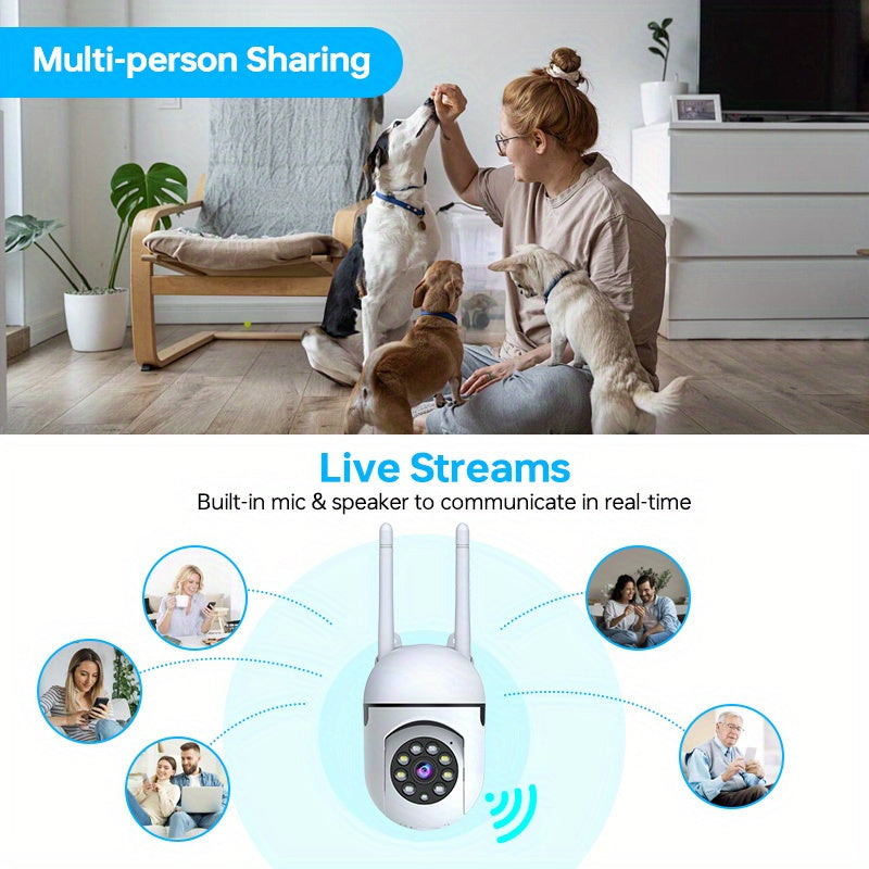 Zhxinsd 3MP HD Security Camera offers wireless 2.4G WiFi connectivity for both indoor and outdoor surveillance. Features include motion detection, two-way audio, USB powered design, and remote access via the Eseecloud App for Home Security. Ideal for