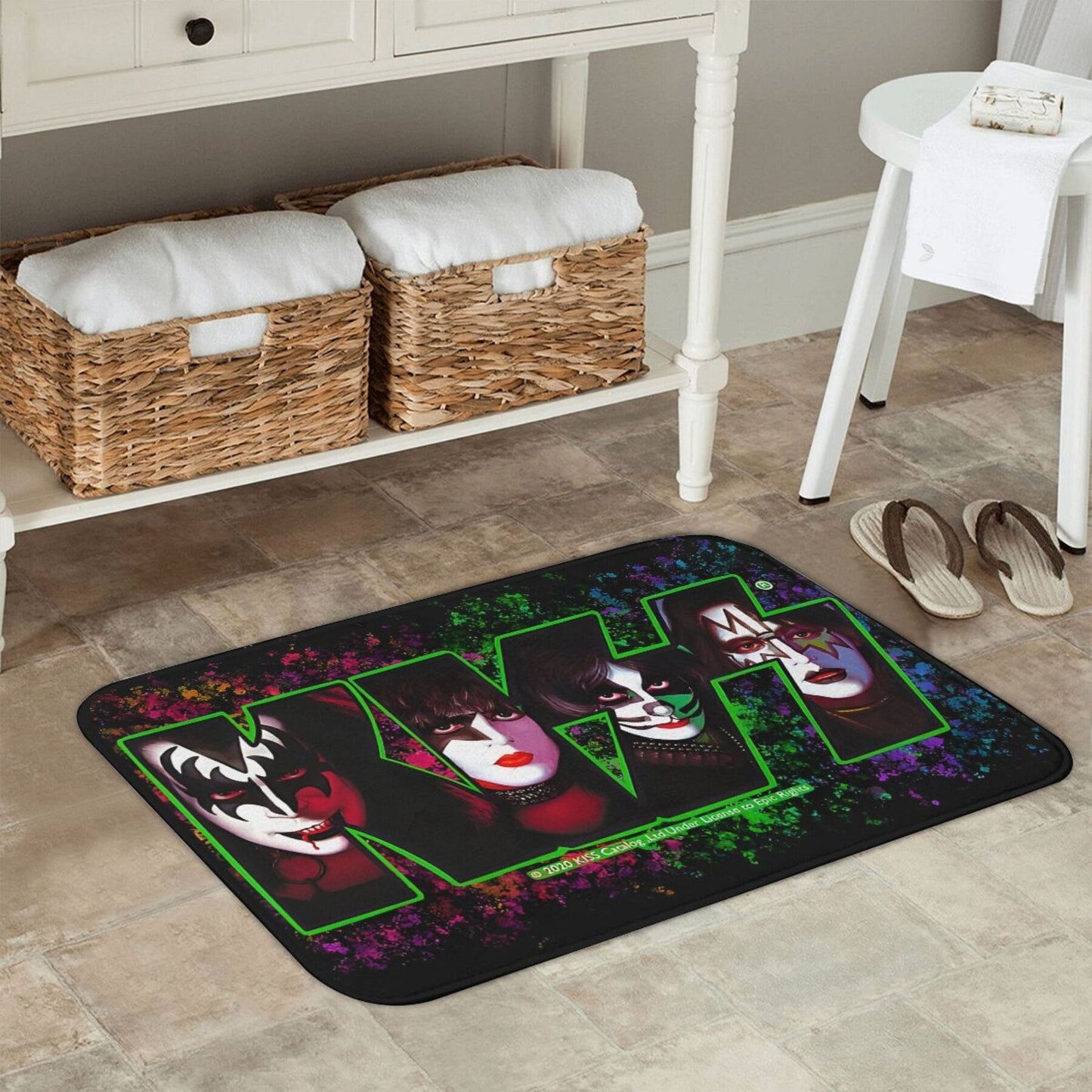 1 piece Christmas-themed bedroom mat featuring a kiss fan design, perfect for use as a doormat or kitchen carpet to enhance the decor of your home entrance.