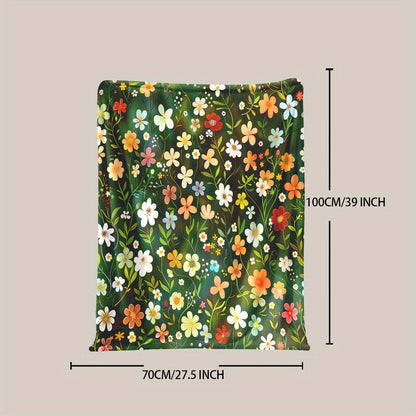 1 piece of Fashion Floral Print Blanket made from soft & warm knitted polyester fleece. Features digital print, envelope stitch, all-season use, multi-purpose functionality, and can be machine washed. Perfect for naps, camping, travel, car rides, office