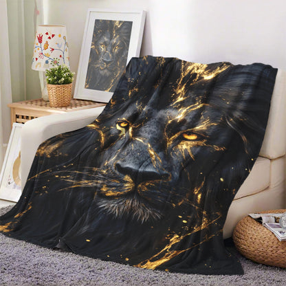 1 piece of a fashionable Lion Print Blanket made of soft and warm polyester flannel. Features digital print and engraving, suitable for all seasons and various purposes. Machine washable and lightweight at 200-250g - perfect for naps, camping, travel