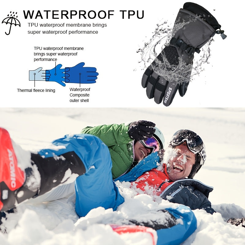 YOBENKI -40℉ Ski Gloves: Waterproof Touchscreen Snowboard Gloves for Men & Women - Keep Warm in Cold Weather. Made of Knit Fabric, Hand Washable. Perfect for Christmas, Thanksgiving, and Spring Festival.