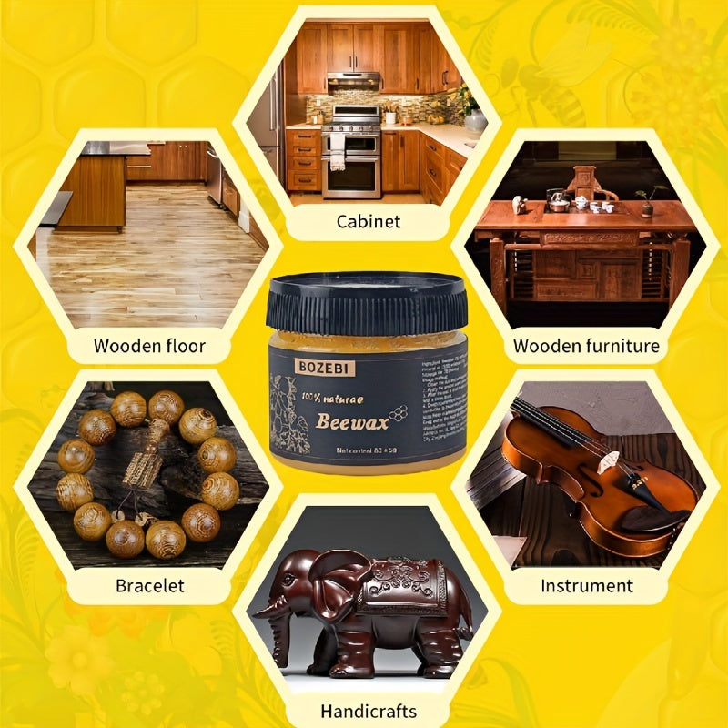 1 piece of 80g beeswax made from solid wood, with a sponge included for polishing and maintaining mahogany furniture. Ideal for caring for wooden furniture, essential oil for maintaining wood floors, and waxing composite flooring in the home. Perfect for