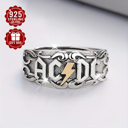 (Total Weight: 5.7g) This 1PC Women's Fashion Personality Ring is made of 925 Sterling Silver and features a vintage distressed unisex style with letter design. This open ring is perfect for adding a touch of fashion temperament to your look, and is