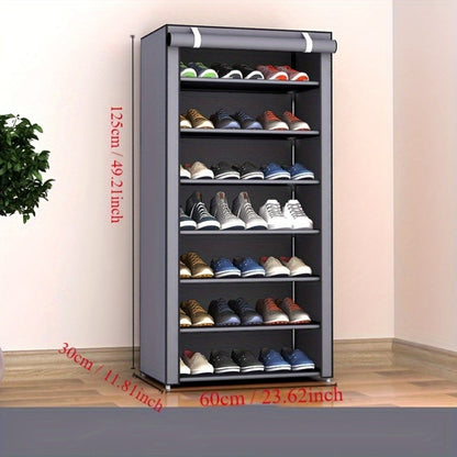 1 Multi-layer Shoe Rack with a Dustproof Curtain, Easy-to-Assemble Shoe Cabinet with Multiple Layers, Space-Saving Shoe Rack with Dustproof Design, Home Storage Organizer for Entryway, Hallway, Bedroom, Living Room, or Dormitory.