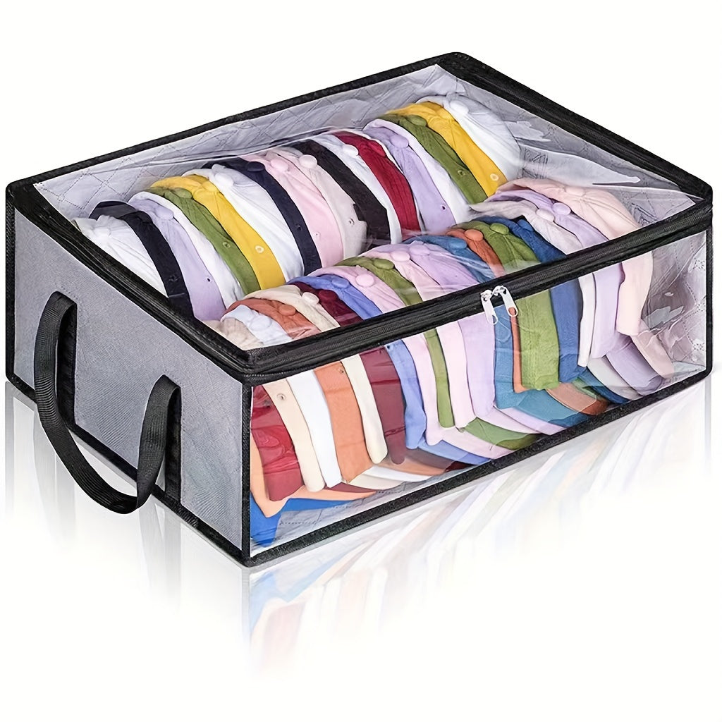 1 or 2 pieces of Hat Storage Dust Bags, Foldable Storage Bags for Hats and Clothes, Hanger Visible Storage Box with Transparent Plastic Lid and Windows, Organizer to Preserve Hat Shape and Keep it Clean.