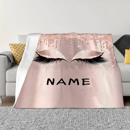 [Top Pick] Personalized Cartoon Eyelash Pattern Flannel Blanket: Customizable, Lightweight, Soft & Cozy - Perfect for Bed, Couch, Presents, Outdoor Use - Year-Round Comfort, Allergy-Friendly, Durable, Vibrant Colors