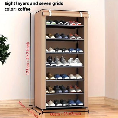 1 Multi-layer Shoe Rack with a Dustproof Curtain, Easy-to-Assemble Shoe Cabinet with Multiple Layers, Space-Saving Shoe Rack with Dustproof Design, Home Storage Organizer for Entryway, Hallway, Bedroom, Living Room, or Dormitory.