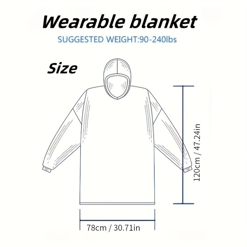 1 piece Hoodie Wearable Blanket for both Women and Men, an Oversized Blanket Sweatshirt that is Super Soft, Warm, and Comfortable. This Wearable Blanket Hoodie is perfect for Adults and comes with a Big Pocket for convenience. It can also be used as