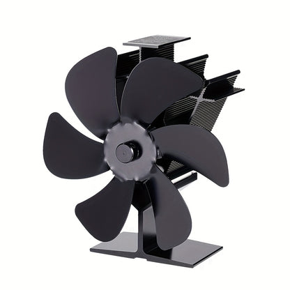 1 Piece 6 Blade Fireplace Fan in Black Color - Eco-friendly, Quiet Stove Fan for Log Burner, Efficiently Distributes Heat in Winter for a Cozier Home