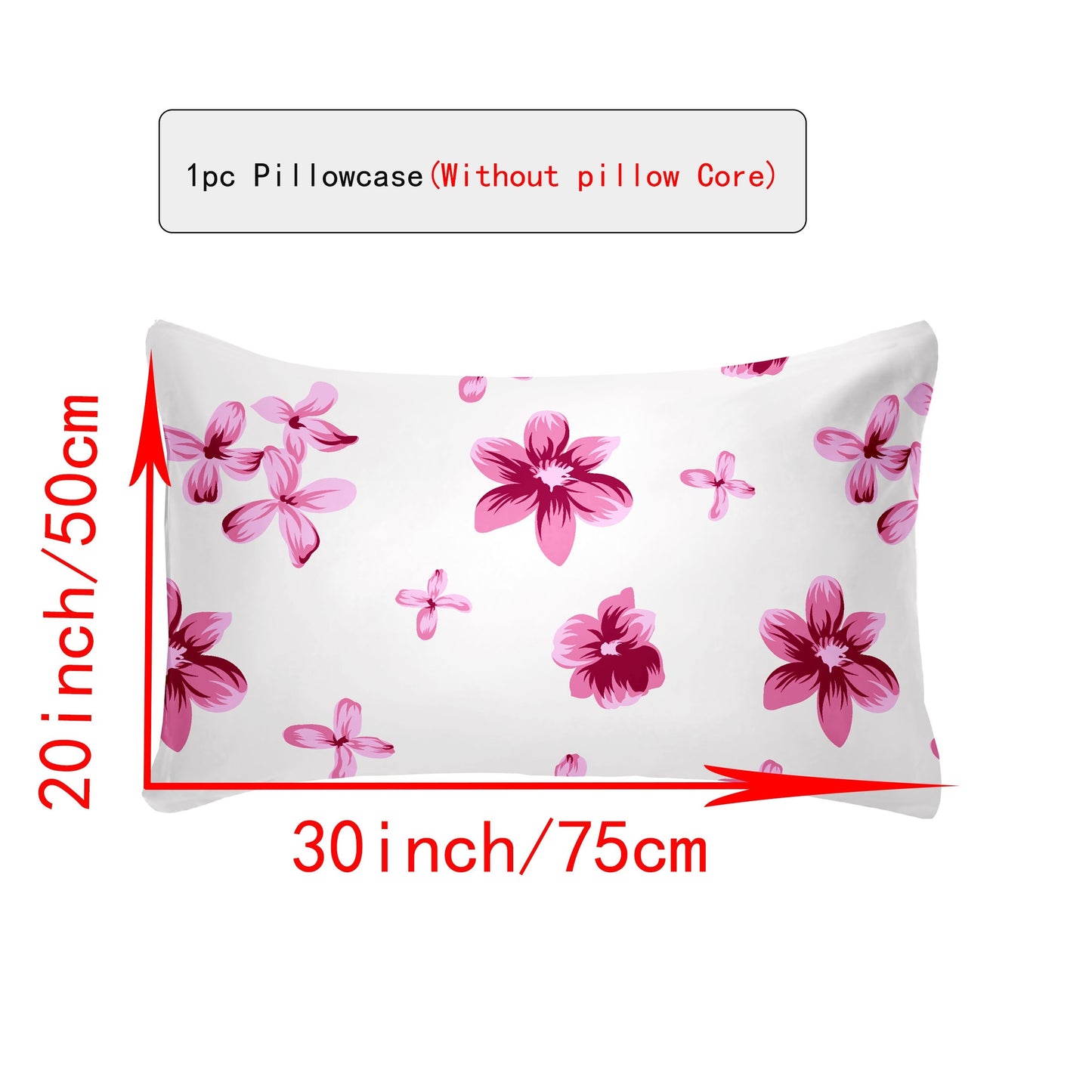 [Top Pick] Luxuriously Soft & Breathable Pillowcase - Featuring Envelope Closure and Multiple Size Options (30x50, 51x66, 50x75) - Stylish Floral & Botanical Patterns in White, Silver, Red, Purple, Grey, Pink, Lucky Clover, Maple Leaf, and Green Plants -