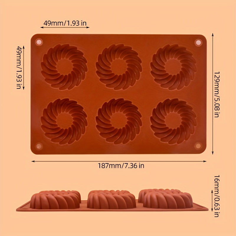 1 piece of Chocolate Mold, 3D Silicone Mold with 6 Cavities for Cookies and Cakes. This Baking Tool is a must-have Kitchen Accessory.