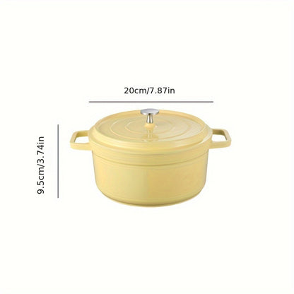 1 piece Enamel Non-Stick Pot with Lid, versatile multi-purpose pot for stewing, making soup, and cooking. Suitable for use in the oven, induction cooker, halogen and gas stove, and electric ceramic stove. Available in sizes 93 oz and 160.6 oz.