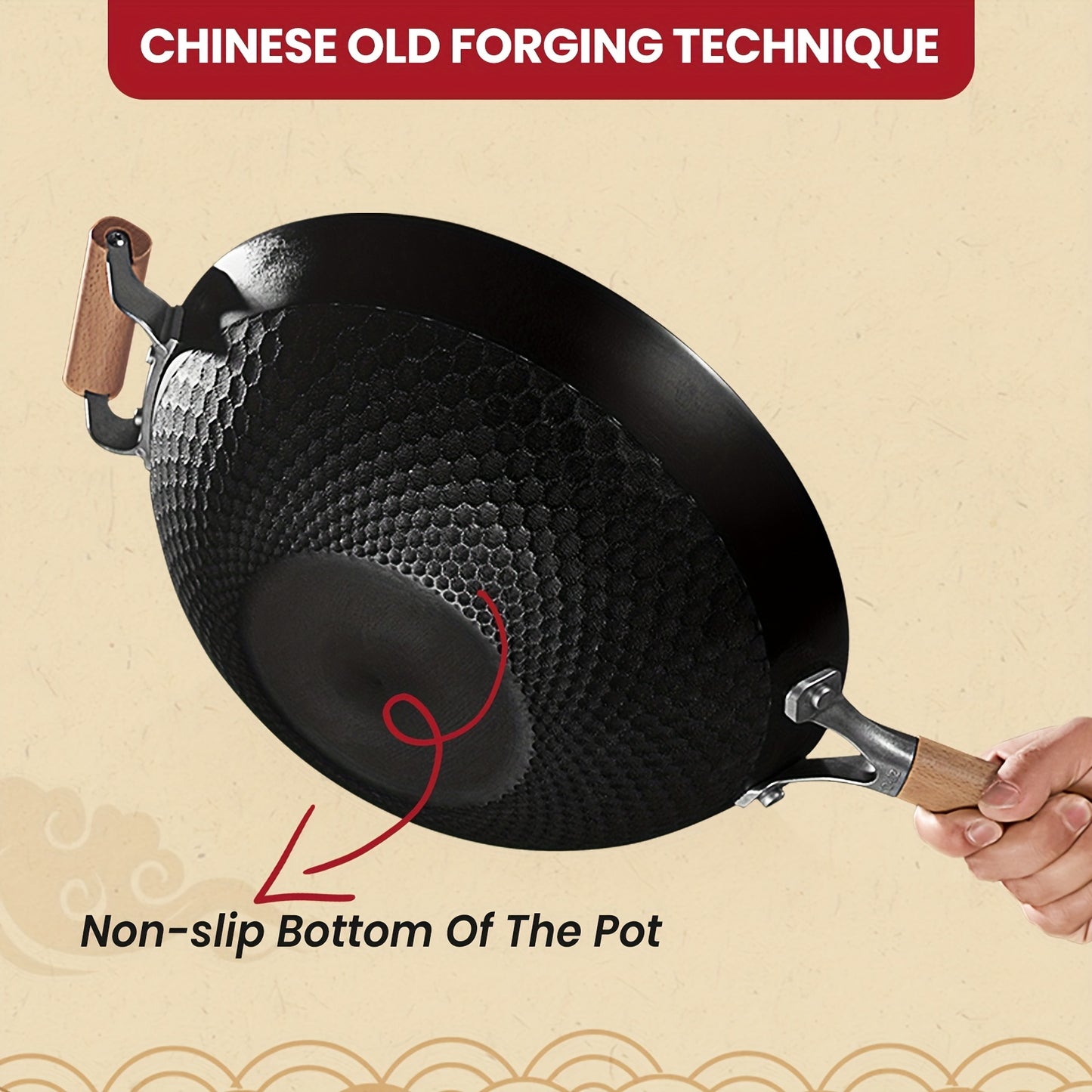 1 piece of a versatile cooking pan set including a cast iron omelette pan, uncoated iron cooking pan, Chinese wok, traditional Japanese pan, and black carbon steel pan. Suitable for use on electric, induction, and gas stoves.