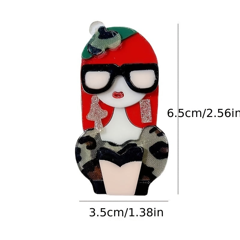 [Adorable Cartoon Glasses Brooch Pin] This cute brooch features a cartoon glasses design with leopard print, made from acrylic in an irregular shape. It's a stylish accessory that adds a touch of retro flair to your outfit, perfect for decorating scarves.