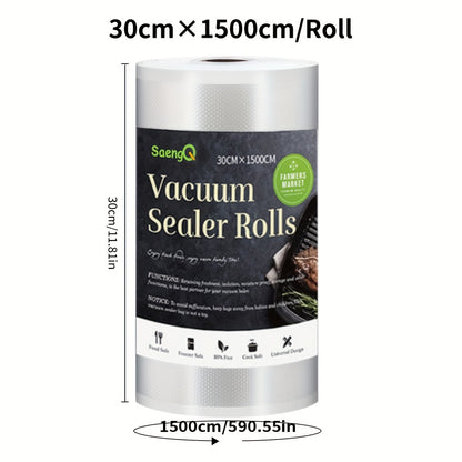 1 pack of Vacuum Sealer Bags with a length of 1500cm/590.55in. Ideal for food preservation and long-term storage. Compatible with vacuum packaging machines and essential kitchen supplies.