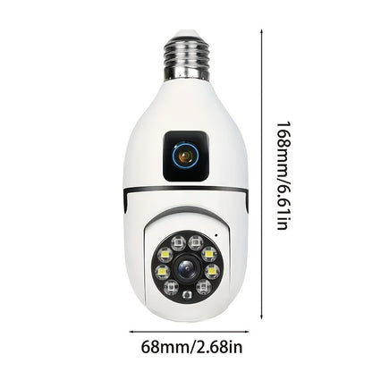 YIIYRY 1pc 360° Panoramic Light Bulb Security Camera with Dual Cameras, E27 WiFi for Home & Outdoor Surveillance. Smartphone Compatible with Smart Motion Detection, Two-Way Audio. No Battery Required, 1080p resolution perfect for Office/School/Shop use.