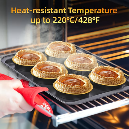 [Best-Selling Option] Set of 30 8oz Black & Golden Disposable Cheesecake Pans with Lids - Mini Aluminum Foil Pie Tins, Oven Safe, Great for Baking & Serving Desserts, Ideal for Christmas Parties, Small, Individual Round Containers for Tart Cake.