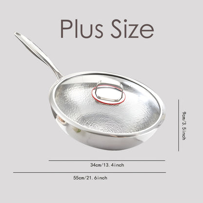 1 piece of 12.5/13.3-inch titanium wok, featuring a hammered tri-ply stainless steel construction with a lid. This Chinese wok is PFOA- and PTFE-free, ensuring a healthy and high-quality cooking experience. The wok is also dishwasher and oven-safe