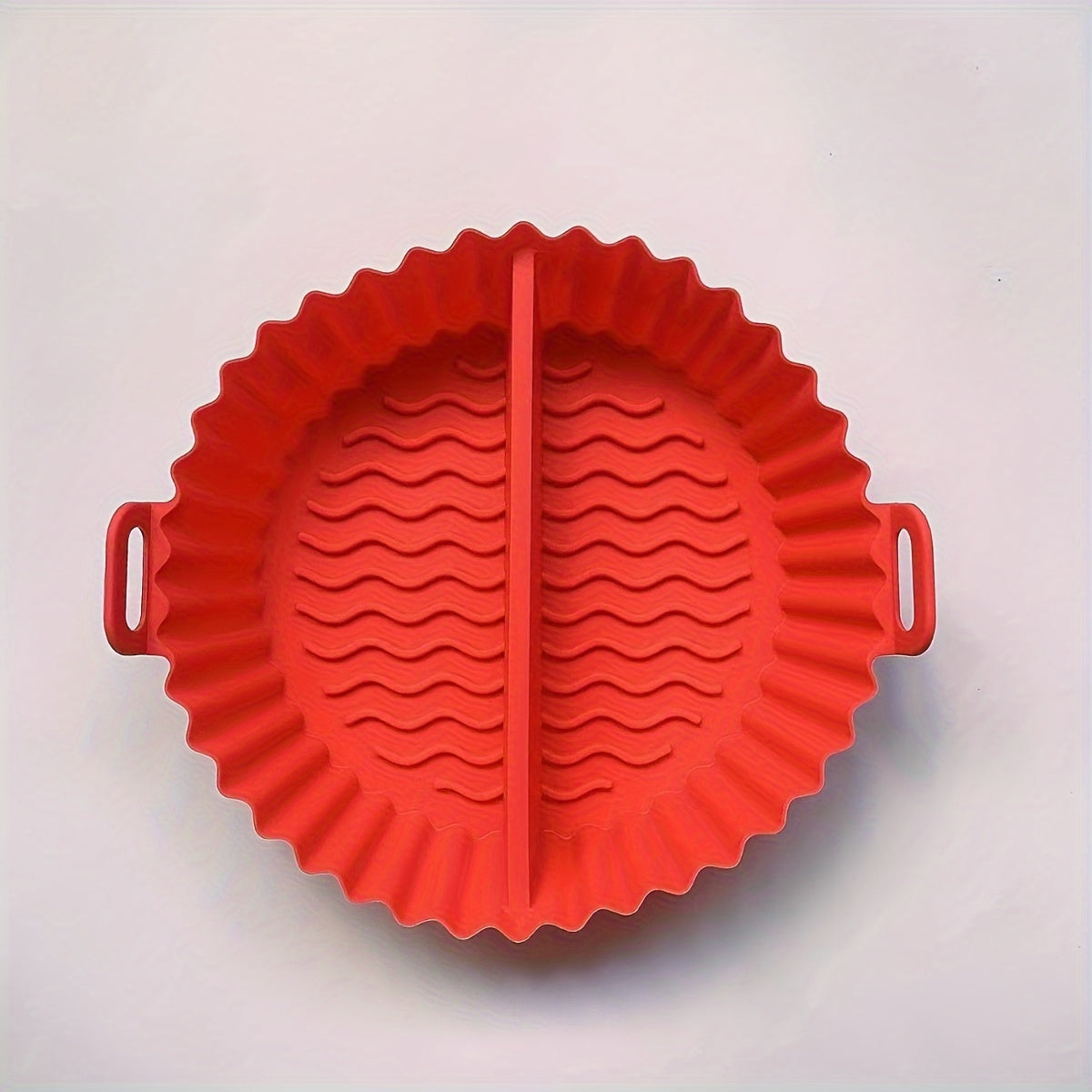 1 piece of a reusable air fryer liner that doubles as a divided air fryer baking pan and food grade silicone baking mat. This high temperature resistant silicone cake mold is a must-have for any kitchen, perfect for baking supplies and accessories. Ideal