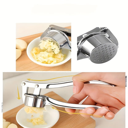 1 piece of a multifunctional stainless steel garlic press, also known as a metal garlic mincer, washable garlic crusher, kitchen garlic chopper, ginger squeezer, garlic masher, and garlic mincer. This versatile kitchen tool is a must-have for any