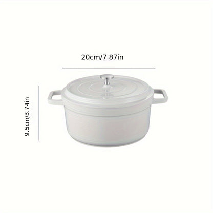 1 piece Enamel Non-Stick Pot with Lid, versatile multi-purpose pot for stewing, making soup, and cooking. Suitable for use in the oven, induction cooker, halogen and gas stove, and electric ceramic stove. Available in sizes 93 oz and 160.6 oz.