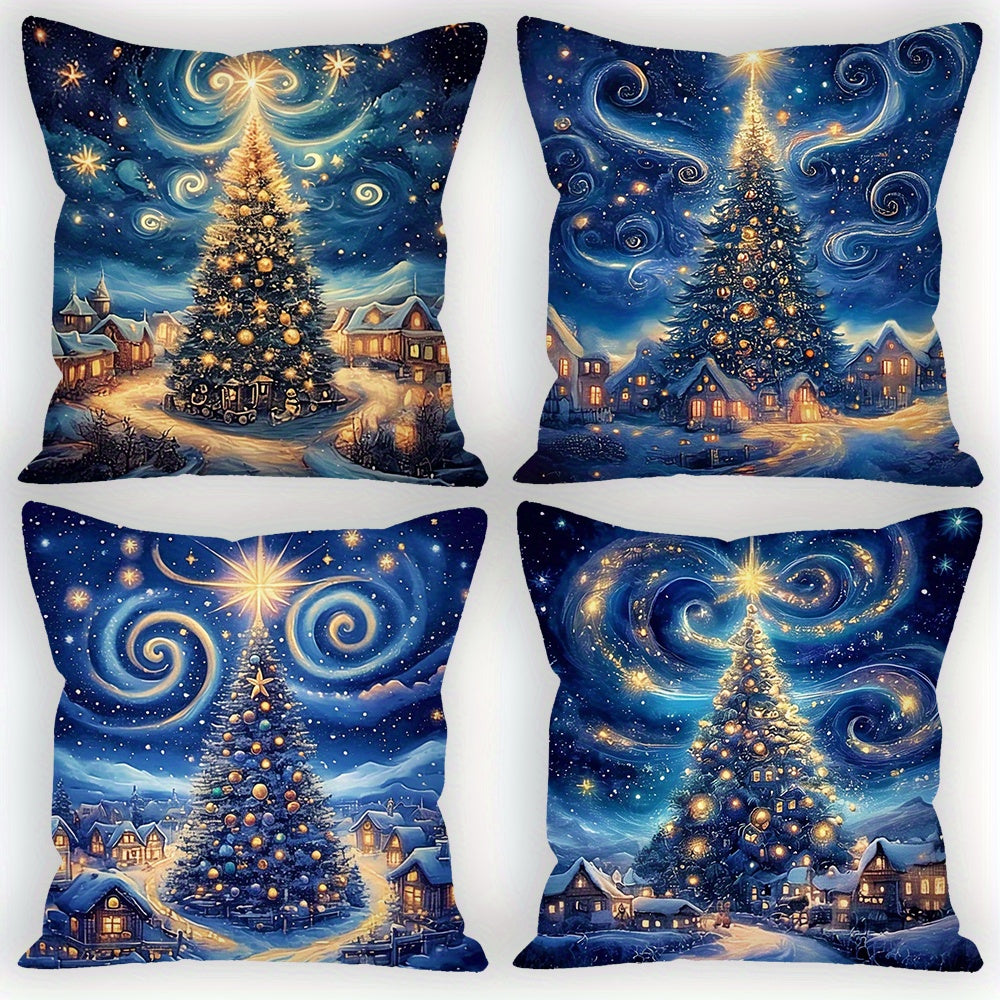 - Transform your home into a cozy winter wonderland with this 4-piece Merry Christmas Throw Pillow Cover Set 
- Each cover features a soft and comfortable material with a beautiful Night Sky Tree design
- Perfect for adding a festive touch to your living