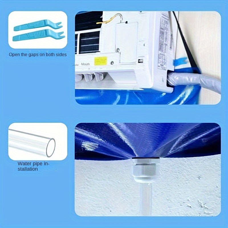 1 piece of Hanging Air Conditioner Thickened Cleaning Cover (95/130cm) for Home Dust Removal. Includes Cleaner Water Bag Set with Brush, Towel, and Water Pipe for a Special Air Conditioner Cleaning.