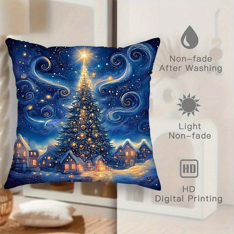 - Transform your home into a cozy winter wonderland with this 4-piece Merry Christmas Throw Pillow Cover Set 
- Each cover features a soft and comfortable material with a beautiful Night Sky Tree design
- Perfect for adding a festive touch to your living