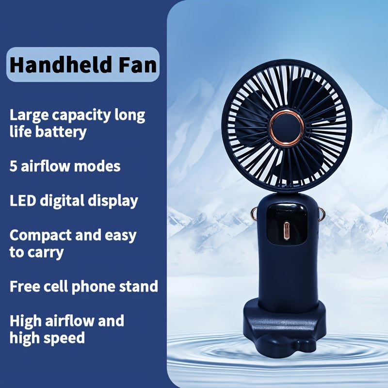 [1 Piece Portable Folding Mini Fan] Stay cool wherever you go with the JKUOO Portable Folding Mini Fan. This USB rechargeable fan features an LED display, quiet operation, and durable plastic construction. With button control and a lithium battery, it's