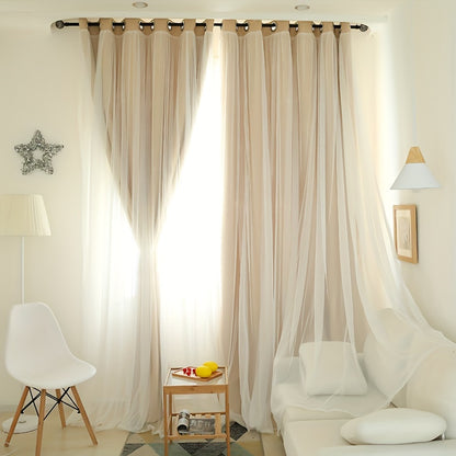 One Panel of Modern Beige Sheer Blackout Thermal Curtains with Grommet Top for Bedroom, Living Room, or Kids Room - Hand Washable Plain Weave Insulated Drapes with a Pastoral Theme - Made of Unlined Polyester