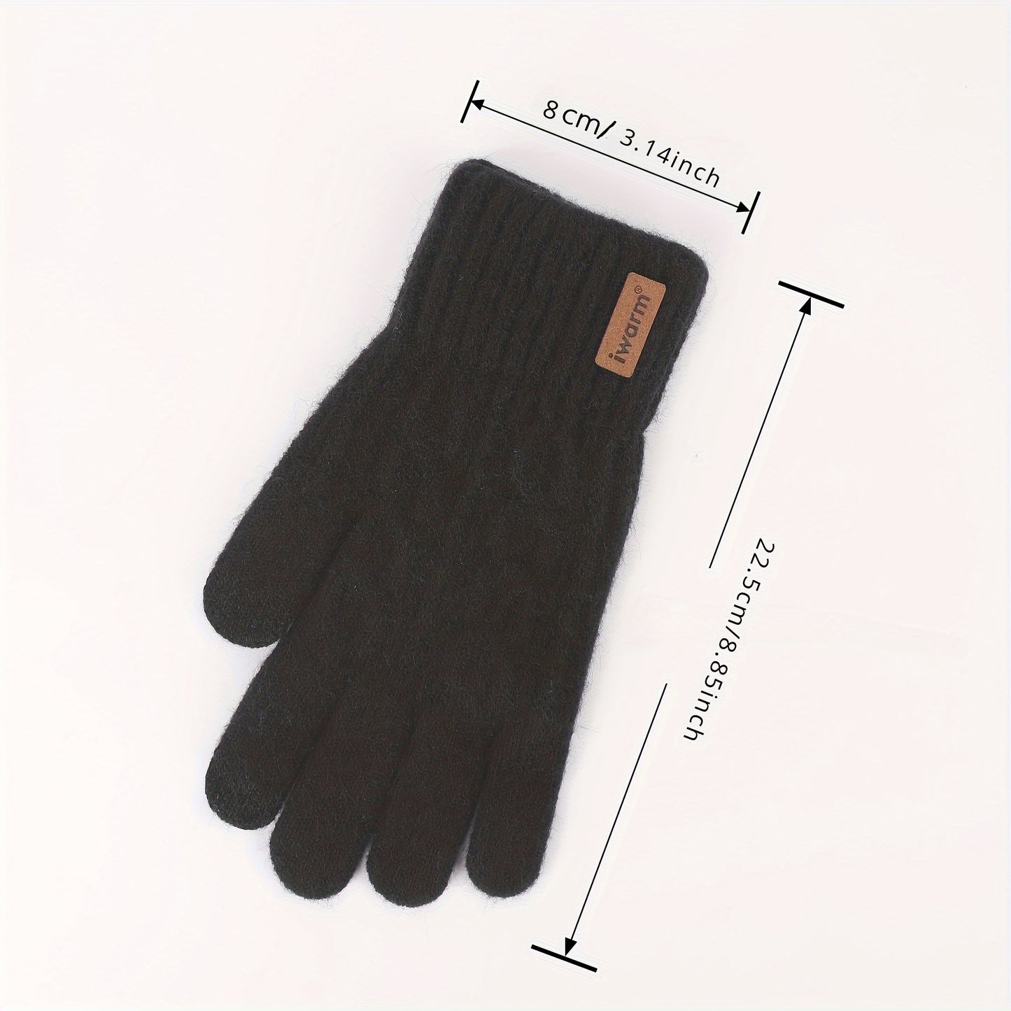 [Highly Rated] Touchscreen Gloves made from Alpaca Fleece - Keeps you warm and stylish with its ribbed knit design and faux leather patch. Perfect for winter as they are cold-resistant. Great for use in the office, while traveling, cycling, and attending