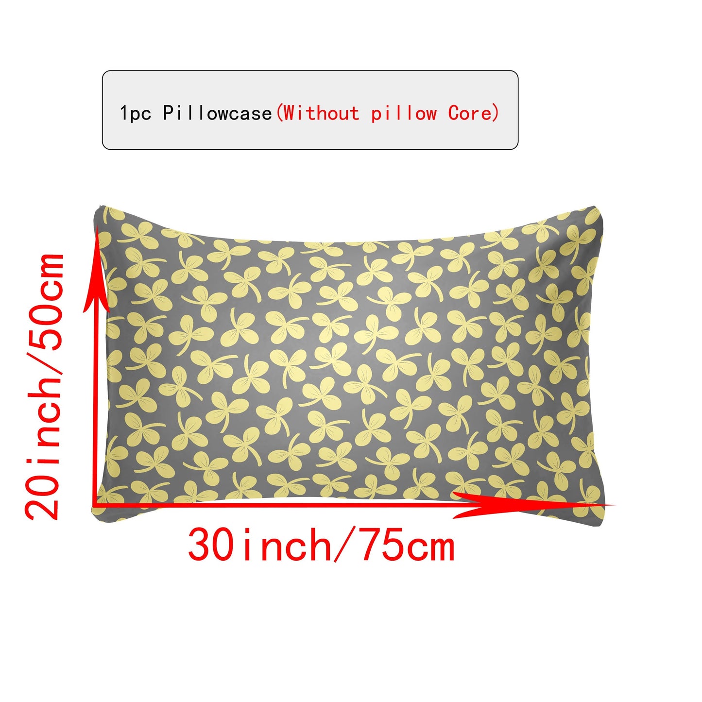 [Top Pick] Luxuriously Soft & Breathable Pillowcase - Featuring Envelope Closure and Multiple Size Options (30x50, 51x66, 50x75) - Stylish Floral & Botanical Patterns in White, Silver, Red, Purple, Grey, Pink, Lucky Clover, Maple Leaf, and Green Plants -