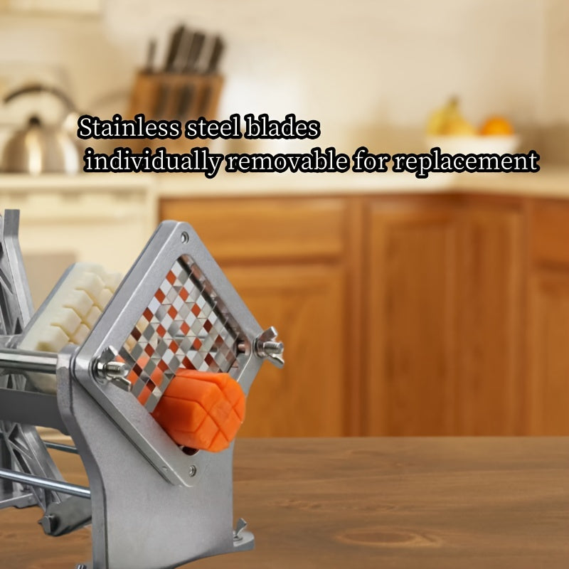 1 piece Metal Fruit Cutter that also functions as a Vegetable Cutter, French Fry Cutter, Potato Slicer, Vegetable Chopper, and Onion Chopper. A versatile Food Chopper that is a must-have in any kitchen, along with other handy Kitchen Gadgets and