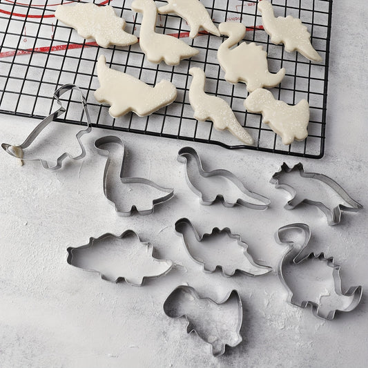 Set of 8 Dinosaur and Bird Cookie Cutters - Made from Durable Stainless Steel for Creating Fun Snacks for Kids, Perfect for DIY Fondant and Cake Decorating, Ideal for Holiday Baking and Essential for Holiday Baking - Features Cute Cartoon Animal Shapes