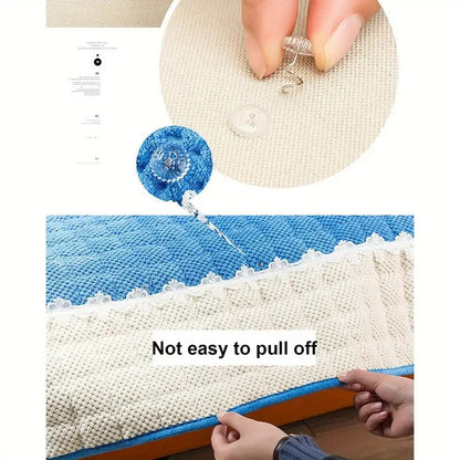 1 piece of an elegant transparent spiral twist clip that provides invisible safety grip for sofa and bed covers. This non-slip home art fastening solution is made of plastic material with no wooden components. Hand wash only.