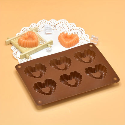 1 piece of Chocolate Mold, 3D Silicone Mold with 6 Cavities for Cookies and Cakes. This Baking Tool is a must-have Kitchen Accessory.